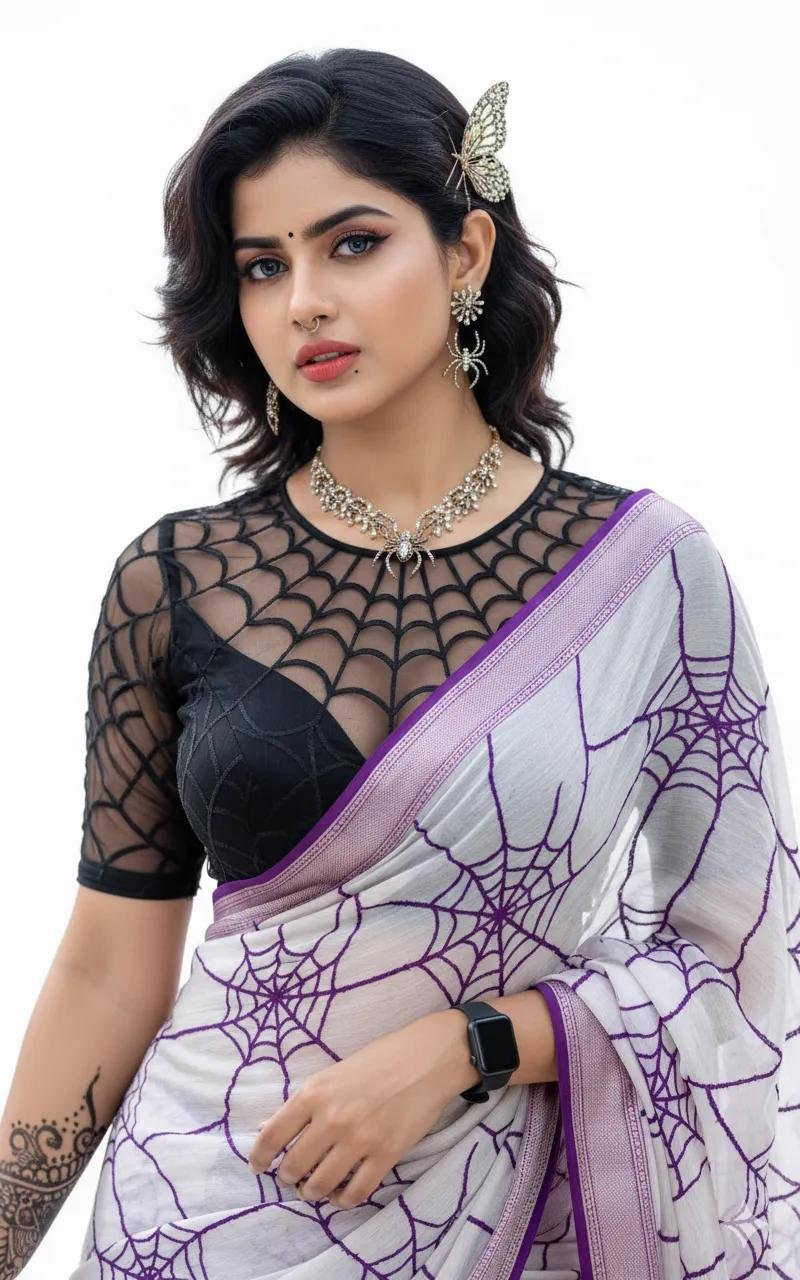 young brown butterfly cut hair, styled with a side pa